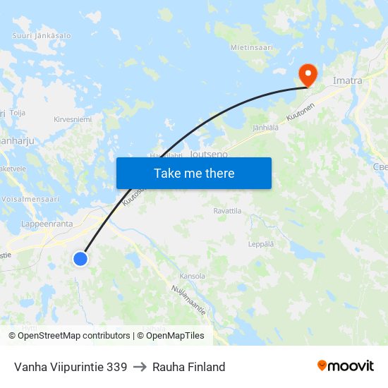 Vanha Viipurintie 339 to Rauha Finland map