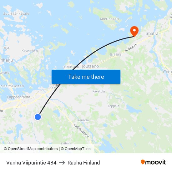 Vanha Viipurintie 484 to Rauha Finland map