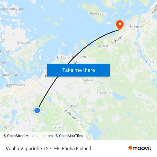 Vanha Viipurintie 727 to Rauha Finland map