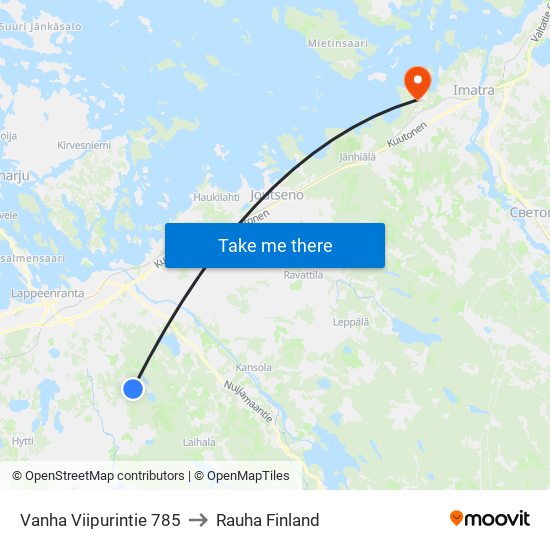 Vanha Viipurintie 785 to Rauha Finland map