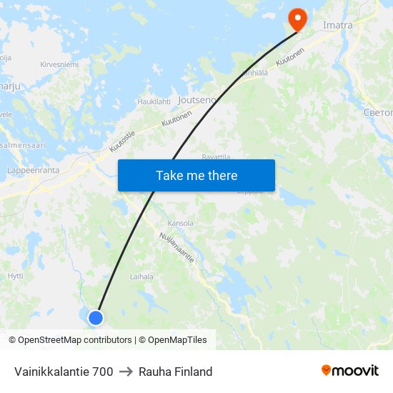 Vainikkalantie 700 to Rauha Finland map