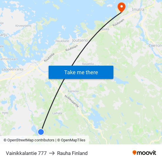 Vainikkalantie 777 to Rauha Finland map