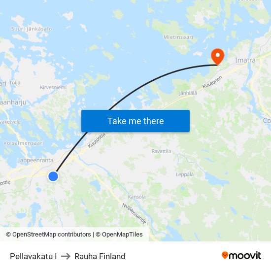 Pellavakatu I to Rauha Finland map
