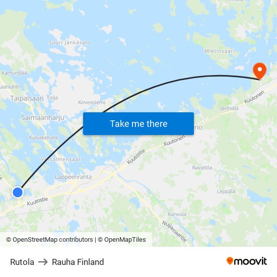 Rutola to Rauha Finland map