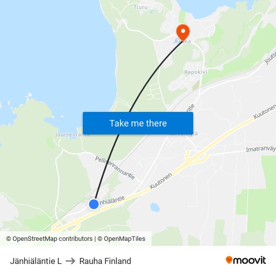 Jänhiäläntie L to Rauha Finland map
