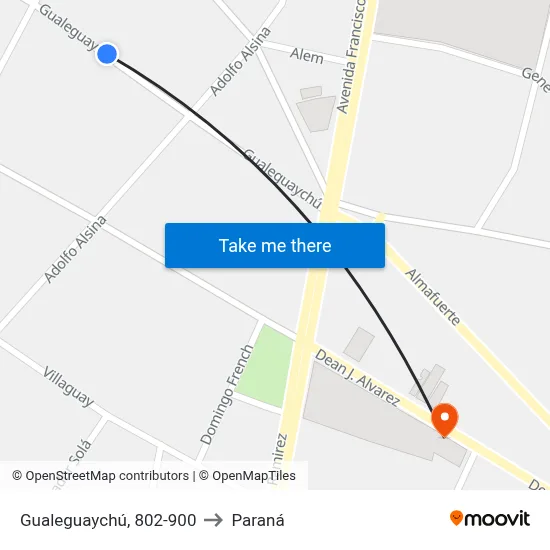 Gualeguaychú, 802-900 to Paraná map