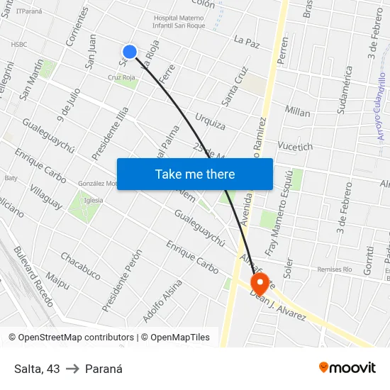 Salta, 43 to Paraná map