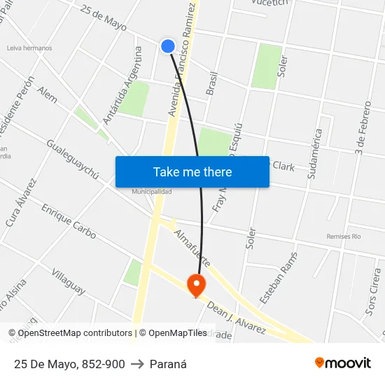 25 De Mayo, 852-900 to Paraná map