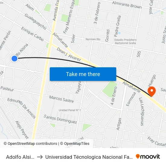 Adolfo Alsina, 801-825 to Universidad Técnologica Nacional Facultad Regional Paraná (Utn Frp) map