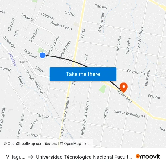 Villaguay, 520 to Universidad Técnologica Nacional Facultad Regional Paraná (Utn Frp) map