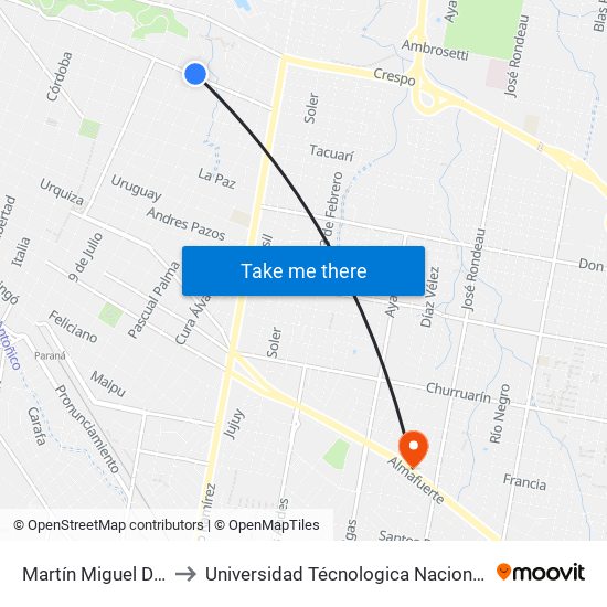 Martín Miguel De Güemes, 700-798 to Universidad Técnologica Nacional Facultad Regional Paraná (Utn Frp) map