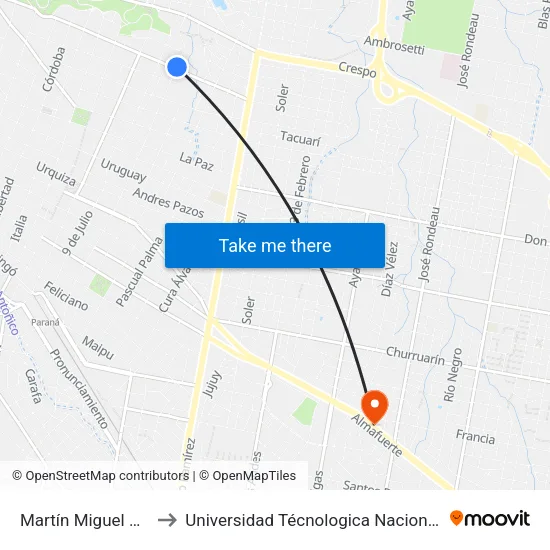 Martín Miguel De Güemes, 700-798 to Universidad Técnologica Nacional Facultad Regional Paraná (Utn Frp) map
