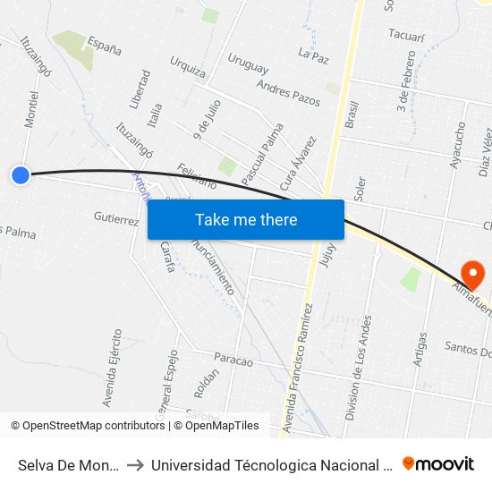 Selva De Montiel, 1303-1351 to Universidad Técnologica Nacional Facultad Regional Paraná (Utn Frp) map