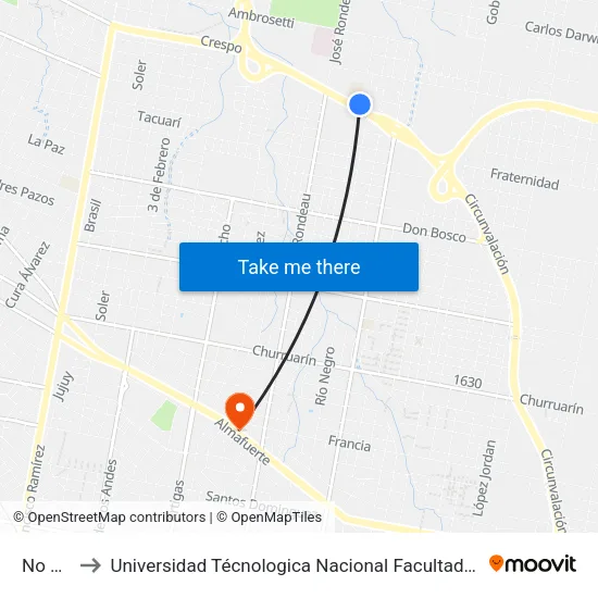 No Name to Universidad Técnologica Nacional Facultad Regional Paraná (Utn Frp) map