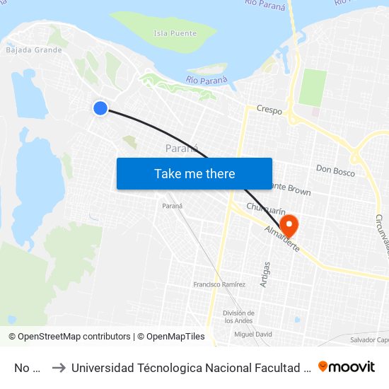 No Name to Universidad Técnologica Nacional Facultad Regional Paraná (Utn Frp) map