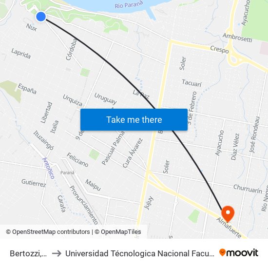 Bertozzi, 600-698 to Universidad Técnologica Nacional Facultad Regional Paraná (Utn Frp) map