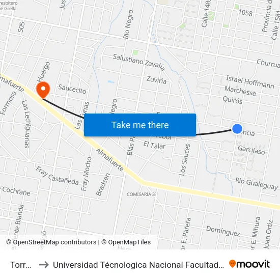 Torra, 404 to Universidad Técnologica Nacional Facultad Regional Paraná (Utn Frp) map