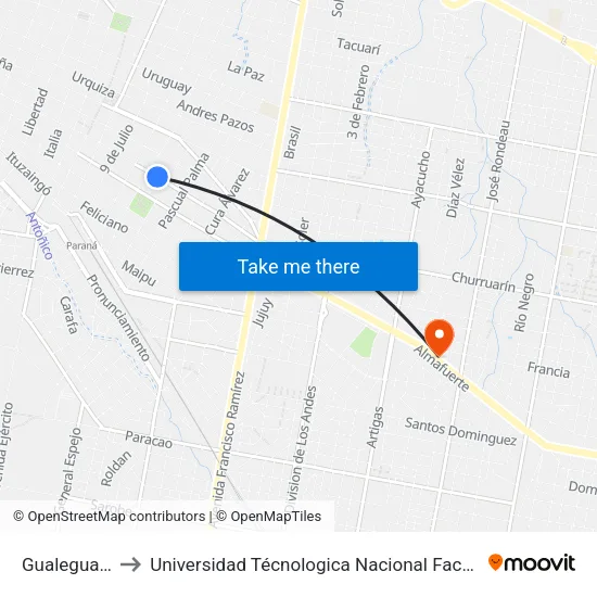 Gualeguaychú, 449 to Universidad Técnologica Nacional Facultad Regional Paraná (Utn Frp) map