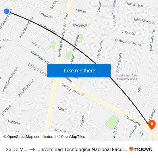 25 De Mayo, 348 to Universidad Técnologica Nacional Facultad Regional Paraná (Utn Frp) map