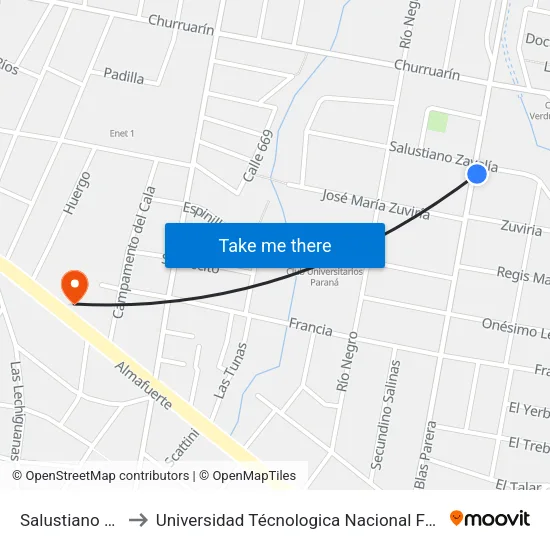 Salustiano Zavalia, 1699 to Universidad Técnologica Nacional Facultad Regional Paraná (Utn Frp) map