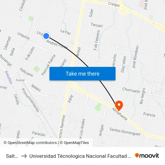 Salta, 43 to Universidad Técnologica Nacional Facultad Regional Paraná (Utn Frp) map