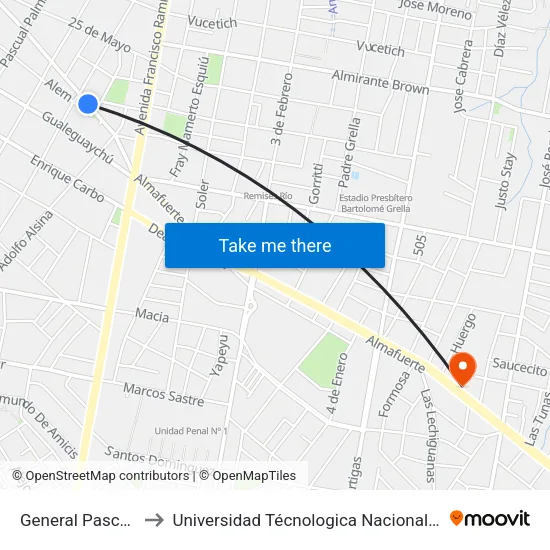General Pascual Echagüe, 937 to Universidad Técnologica Nacional Facultad Regional Paraná (Utn Frp) map