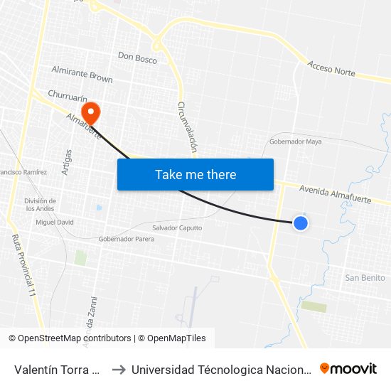 Valentín Torra Y Vicente Tarnowski to Universidad Técnologica Nacional Facultad Regional Paraná (Utn Frp) map