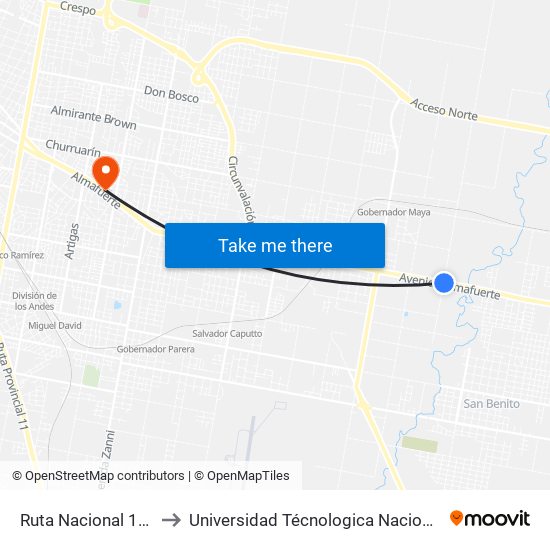 Ruta Nacional 12 Noth Access, 5114 to Universidad Técnologica Nacional Facultad Regional Paraná (Utn Frp) map