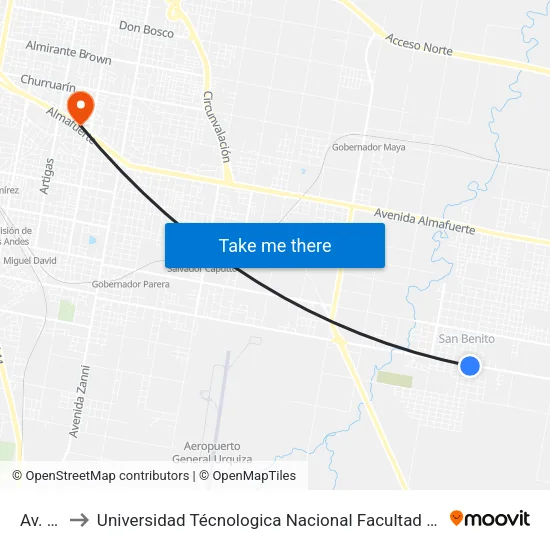 Av. Friuli to Universidad Técnologica Nacional Facultad Regional Paraná (Utn Frp) map