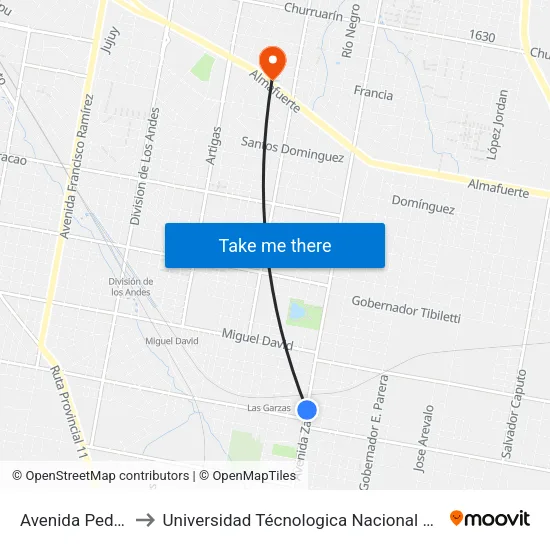 Avenida Pedro Zanni, 2430 to Universidad Técnologica Nacional Facultad Regional Paraná (Utn Frp) map