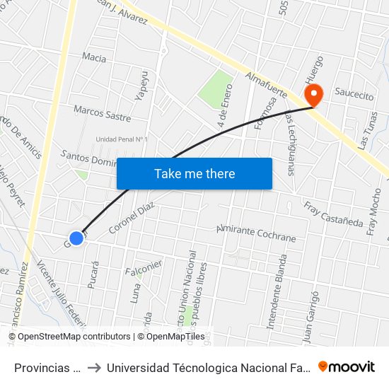 Provincias Unidas, 206 to Universidad Técnologica Nacional Facultad Regional Paraná (Utn Frp) map