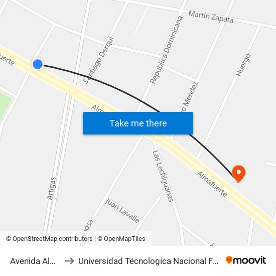 Avenida Almafuerte, 753 to Universidad Técnologica Nacional Facultad Regional Paraná (Utn Frp) map