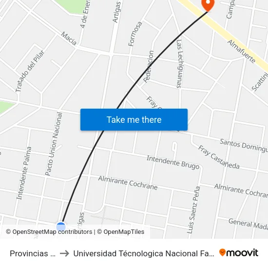 Provincias Unidas, 751 to Universidad Técnologica Nacional Facultad Regional Paraná (Utn Frp) map