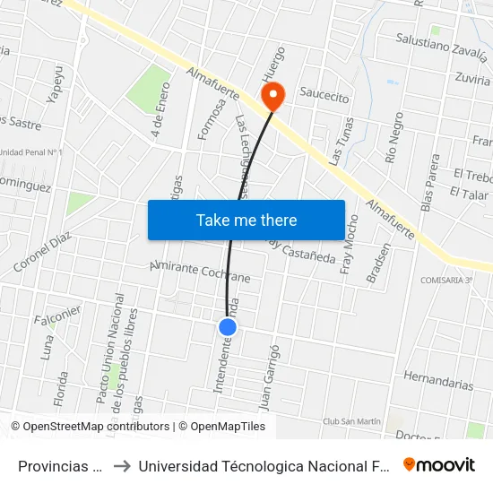 Provincias Unidas, 1015 to Universidad Técnologica Nacional Facultad Regional Paraná (Utn Frp) map