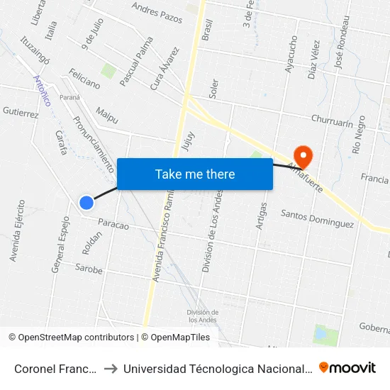 Coronel Francisco Sayos, 2480 to Universidad Técnologica Nacional Facultad Regional Paraná (Utn Frp) map