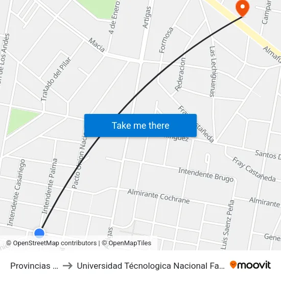 Provincias Unidas, 599 to Universidad Técnologica Nacional Facultad Regional Paraná (Utn Frp) map