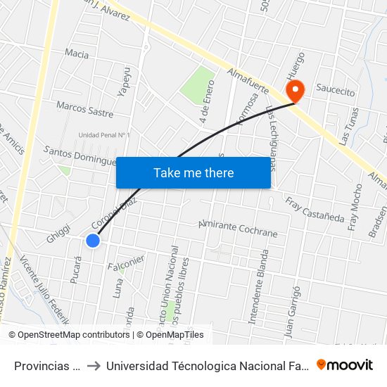 Provincias Unidas, 299 to Universidad Técnologica Nacional Facultad Regional Paraná (Utn Frp) map