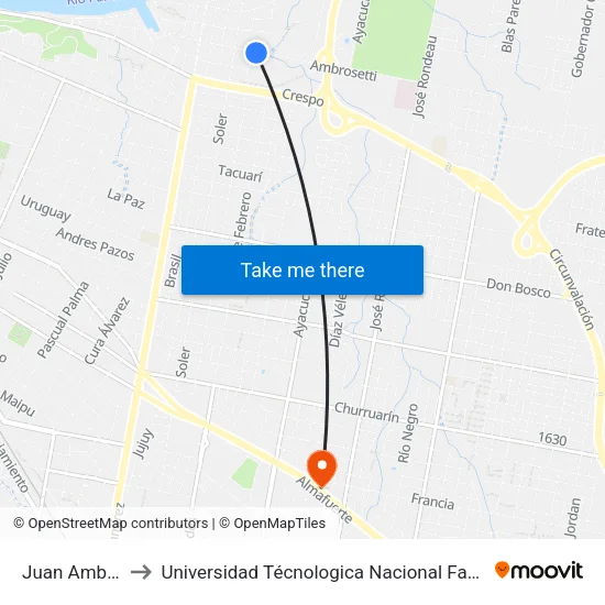 Juan Ambrosetti, 328 to Universidad Técnologica Nacional Facultad Regional Paraná (Utn Frp) map