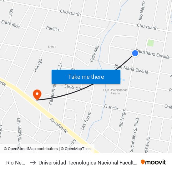 Río Negro, 696 to Universidad Técnologica Nacional Facultad Regional Paraná (Utn Frp) map