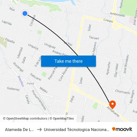 Alameda De La Federación, 507 to Universidad Técnologica Nacional Facultad Regional Paraná (Utn Frp) map