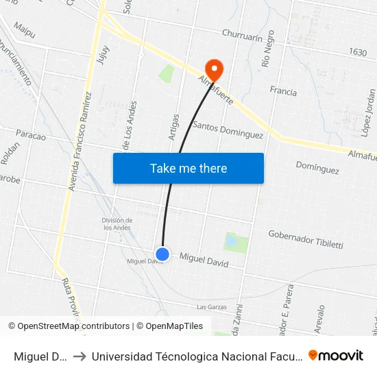 Miguel David, 851 to Universidad Técnologica Nacional Facultad Regional Paraná (Utn Frp) map