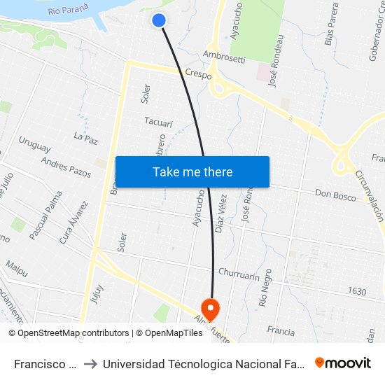 Francisco Soler, 3092 to Universidad Técnologica Nacional Facultad Regional Paraná (Utn Frp) map