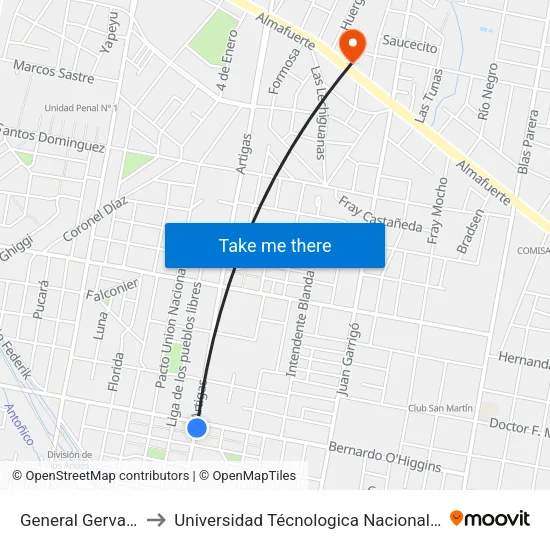 General Gervasio Artigas, 1600 to Universidad Técnologica Nacional Facultad Regional Paraná (Utn Frp) map