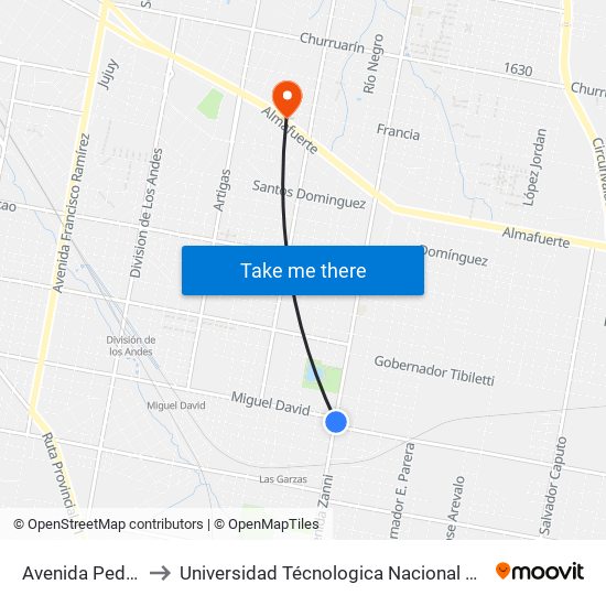 Avenida Pedro Zanni, 1960 to Universidad Técnologica Nacional Facultad Regional Paraná (Utn Frp) map