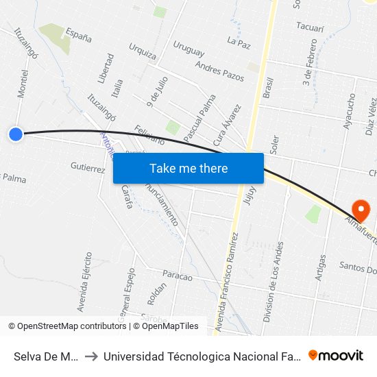 Selva De Montiel, 1304 to Universidad Técnologica Nacional Facultad Regional Paraná (Utn Frp) map