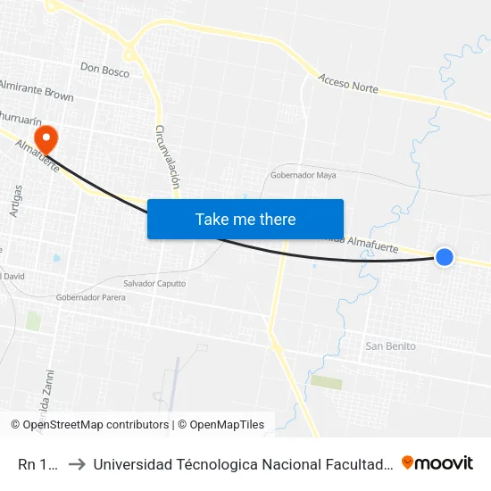 Rn 12 S/N to Universidad Técnologica Nacional Facultad Regional Paraná (Utn Frp) map