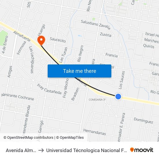 Avenida Almafuerte, 2008 to Universidad Técnologica Nacional Facultad Regional Paraná (Utn Frp) map