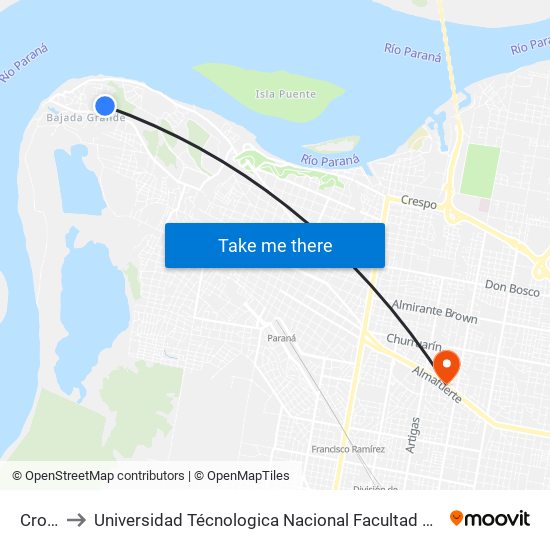 Croacia to Universidad Técnologica Nacional Facultad Regional Paraná (Utn Frp) map