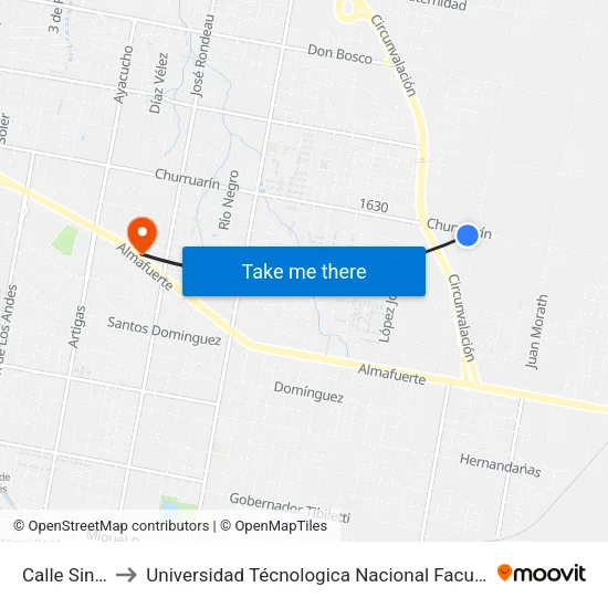 Calle Sin Nombre to Universidad Técnologica Nacional Facultad Regional Paraná (Utn Frp) map