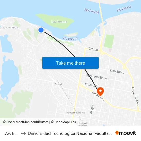 Av. Estrada to Universidad Técnologica Nacional Facultad Regional Paraná (Utn Frp) map
